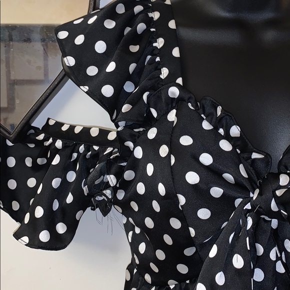 Tea and Cup polka dot cold shoulder blouse - Picture 2 of 6